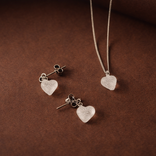 ハート　フリット　ネックレス・ピアスセット