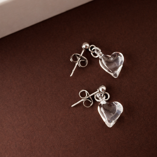 ハート　クリア　ピアス（金具シルバー）