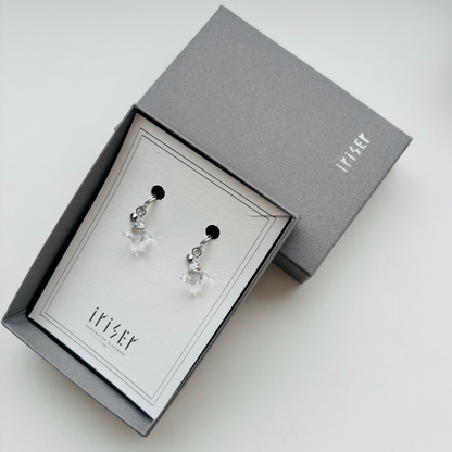 ハート　クリア　イヤリング（金具シルバー）