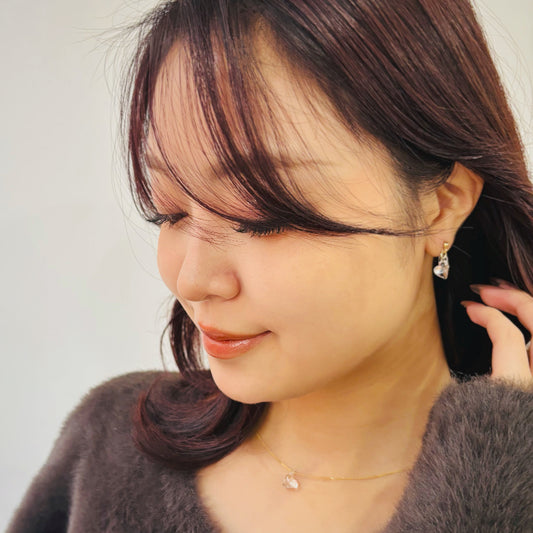 ハート　クリア　ネックレス・ピアスセット