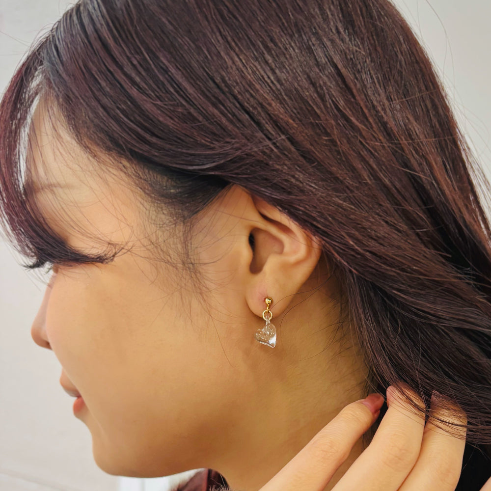 ハート　クリア　ネックレス・ピアスセット