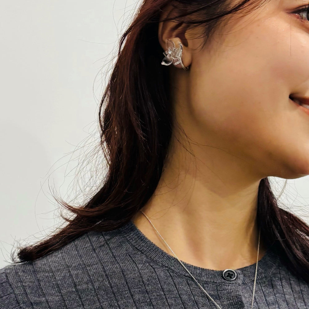 ミズアオイ　イヤリング(金具シルバーVer.)