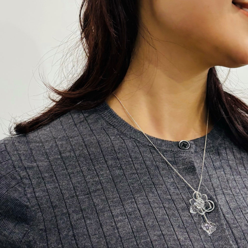 ミズアオイ　ネックレス(金具シルバーVer.)