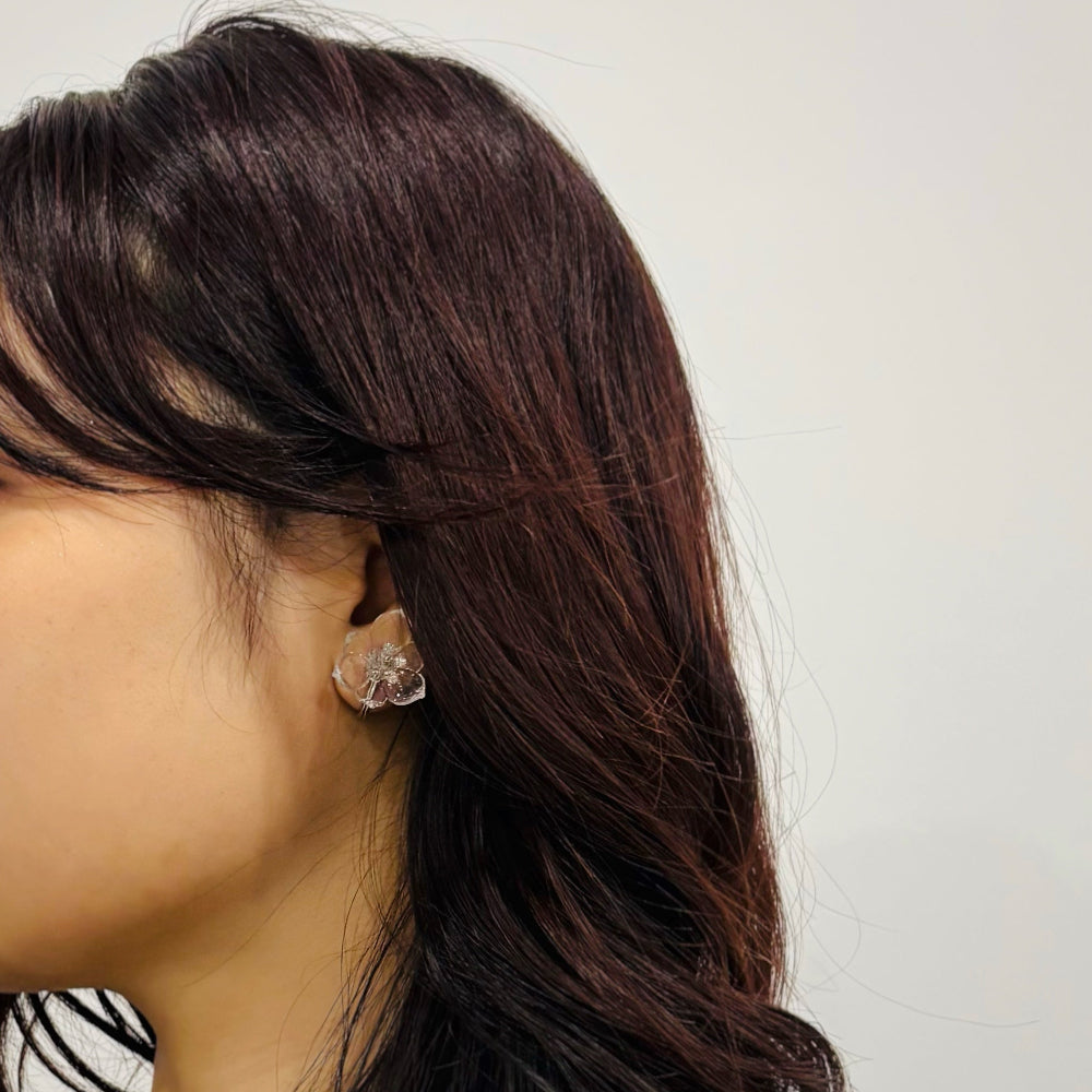 ミズアオイ　ピアス(金具シルバーVer.)